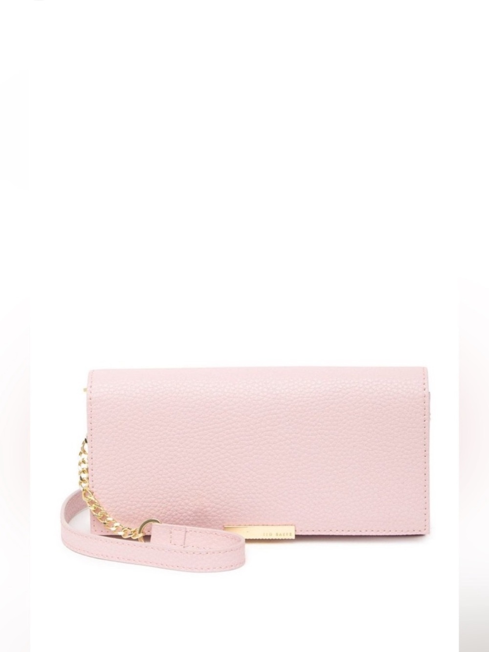 Ted Baker Pale Pink Pebbled Leather Bag / Purse with Chain